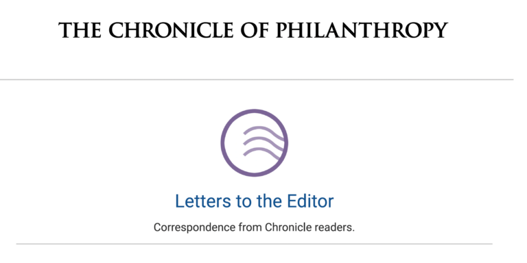 Chronicles of Philanthropy - Letters to the Editor - Correspondence from Chronicle Readers